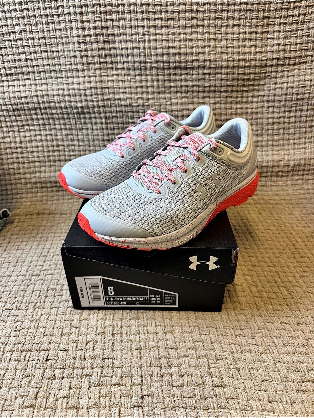 Under Armour UA W Charged Escape 3 Athletic Shoes Gray & Pink US 8